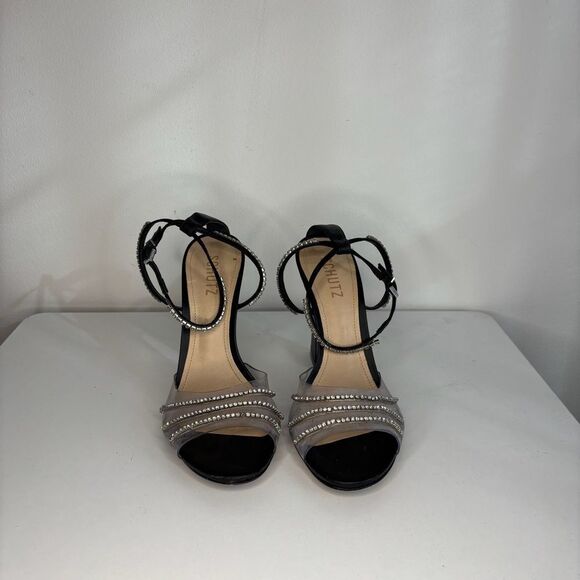 Schutz- Black & Silver Rowenah Nappa Leather Sandal - Picture 4 of 9